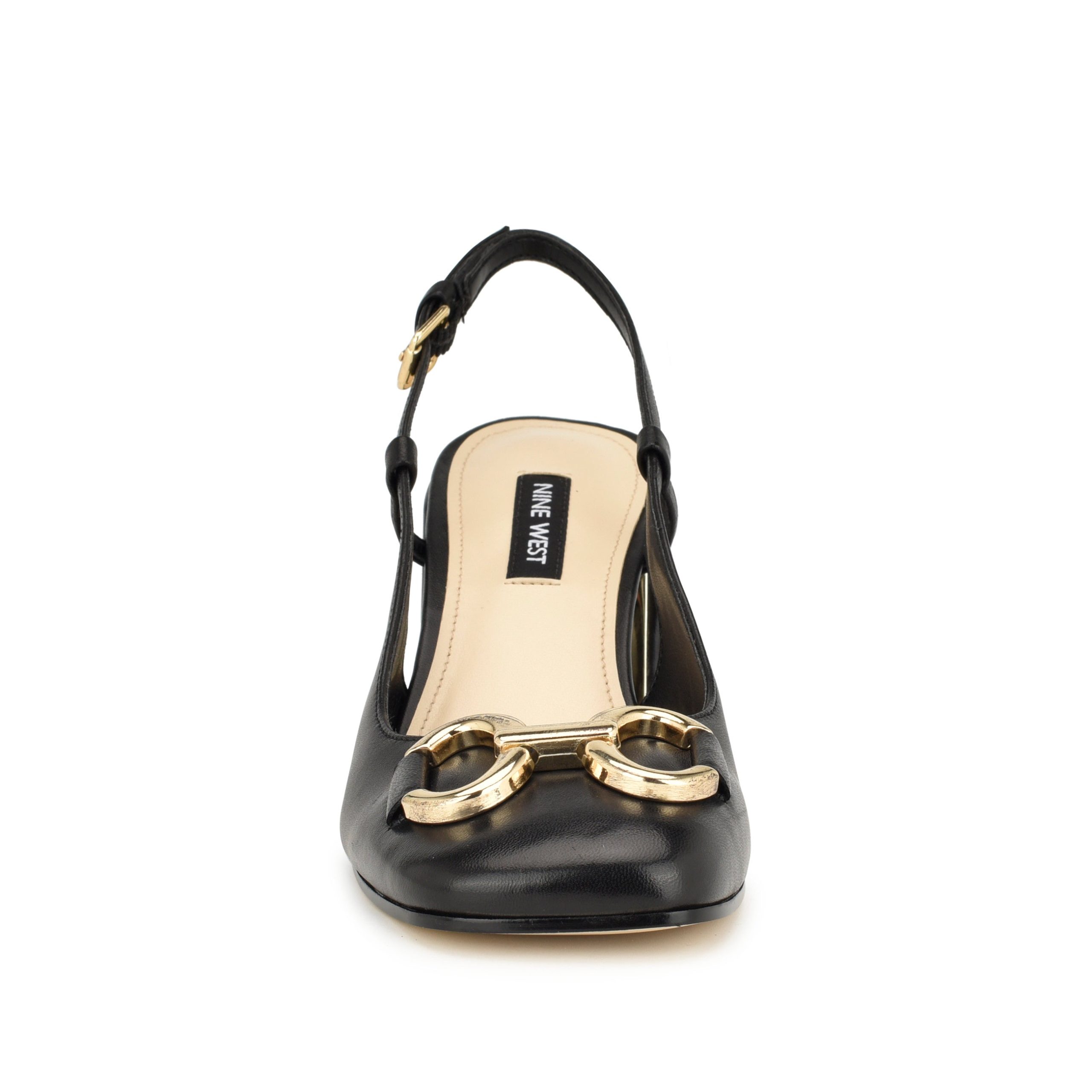 Cast Leather Block Heel Slingback Pumps - Image 3