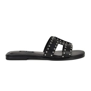 Giny Slip-On Flat Studded Sandals