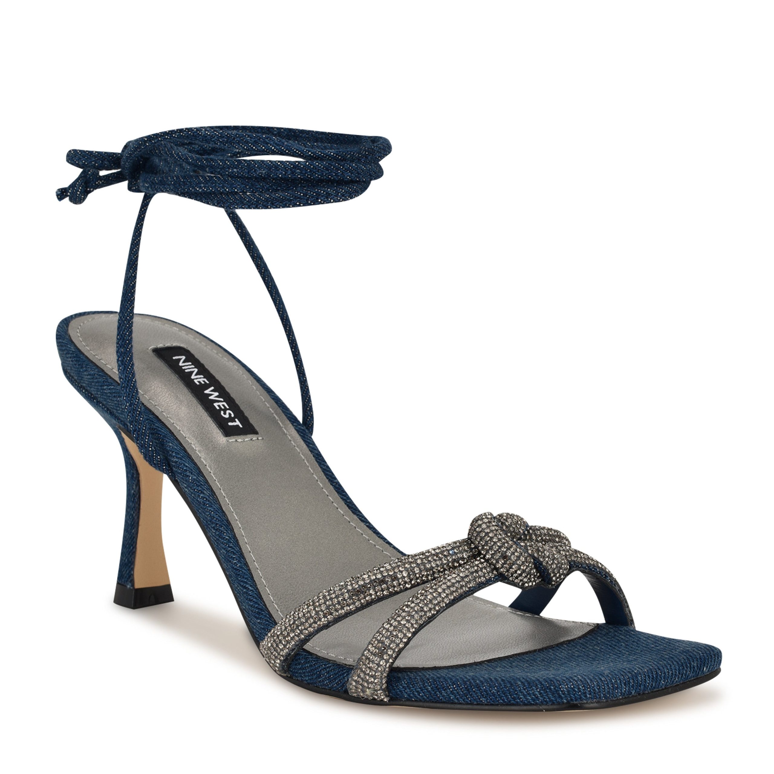 Raqchel Rhinestone Bow Ankle Wrap Sandals - Image 2