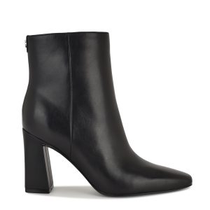 Reraye Block Heel Ankle Leather Booties