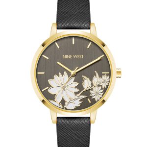 Floral Dial Saffiano Strap Watch