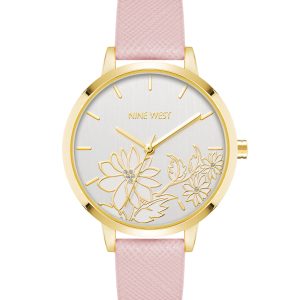 Floral Dial Saffiano Strap Watch