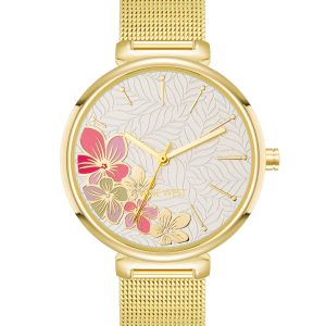 Floral Dial Mesh Bracelet Watch
