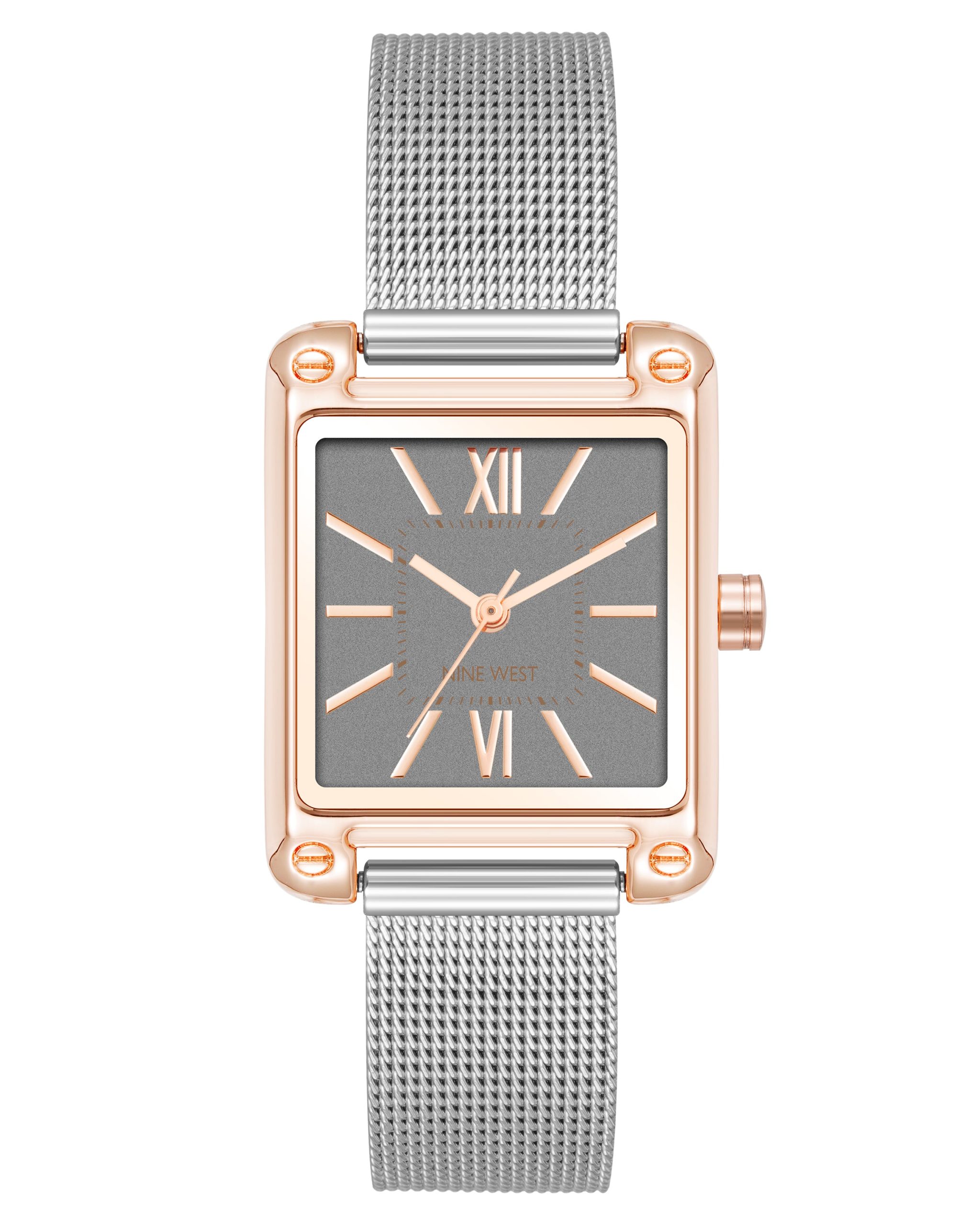 Mesh Bracelet Watch with Rectangular Case