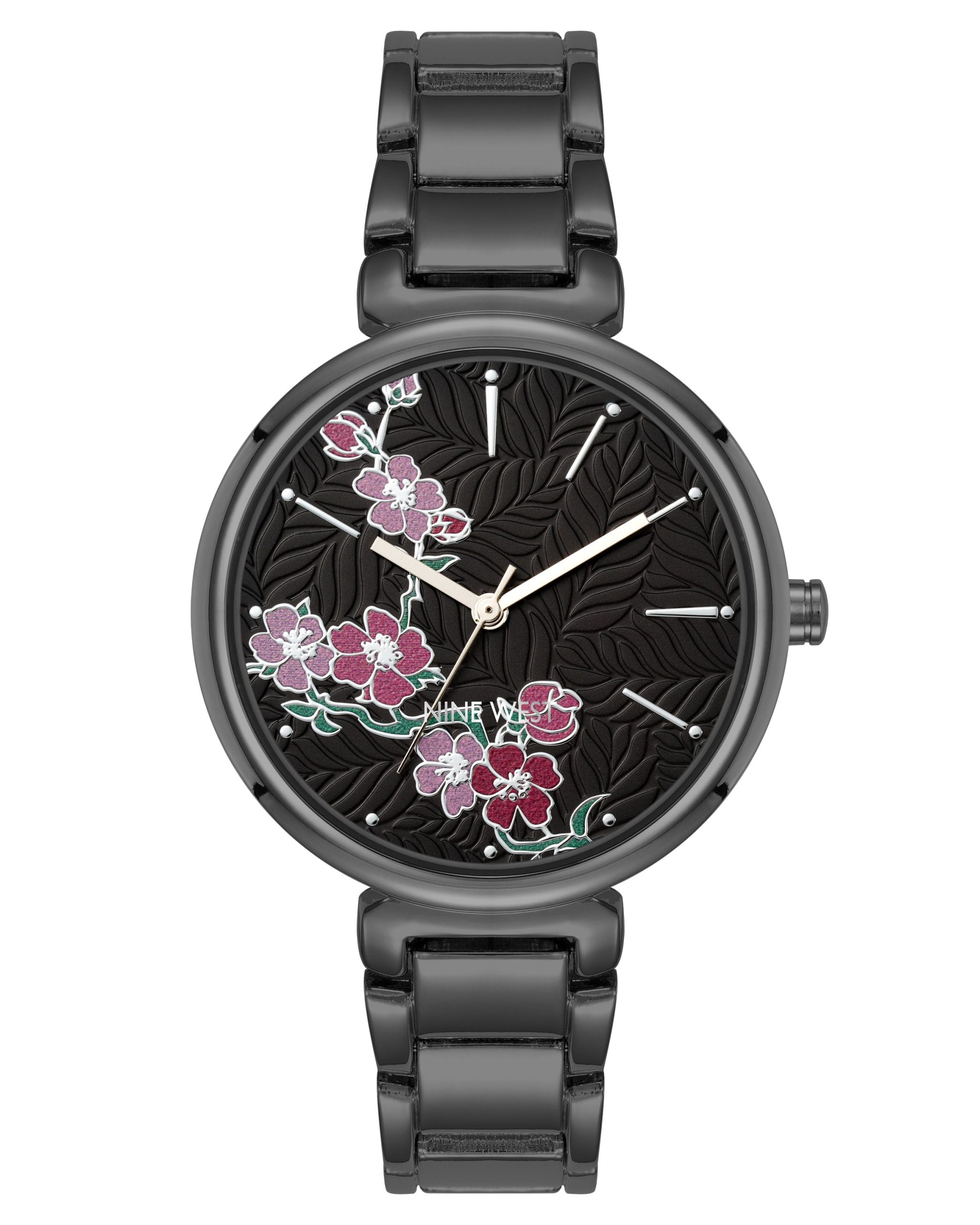 Textured Floral Dial Bracelet Watch