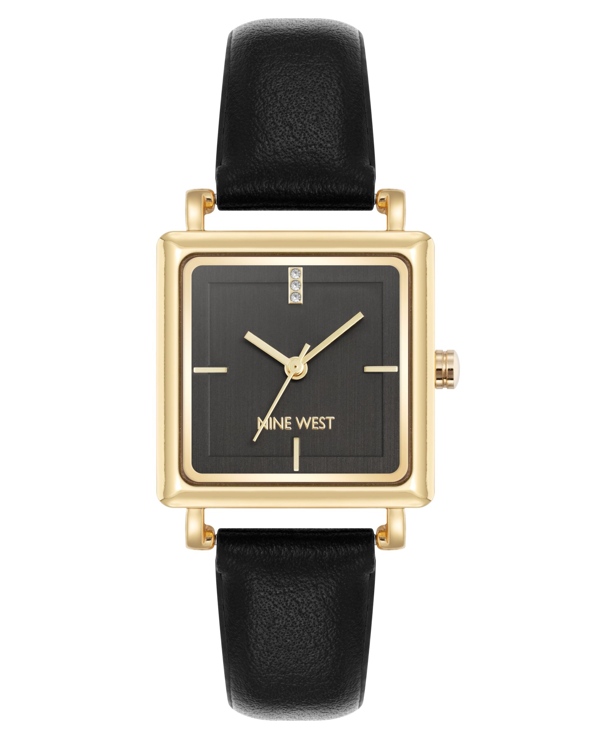 Square Strap Watch with Crystal Accents