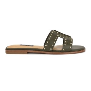 Giny Slip-On Flat Studded Sandals